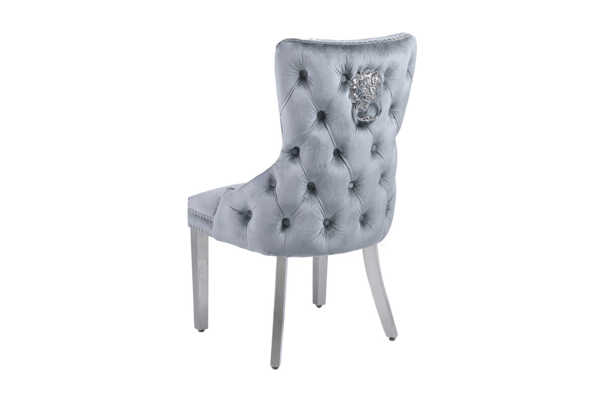 Lc  Grey Silver Dining Chair