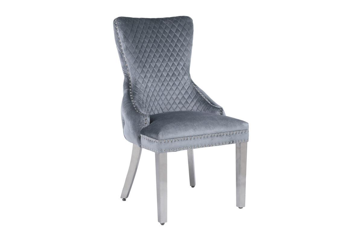 Lc  Grey Silver Dining Chair