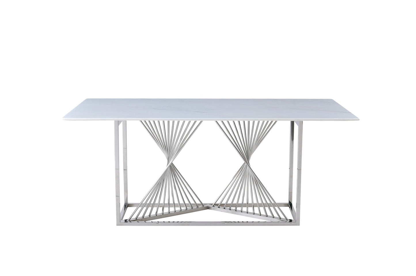 Amelia White Ceramic 180cm Silver Frame Table Only