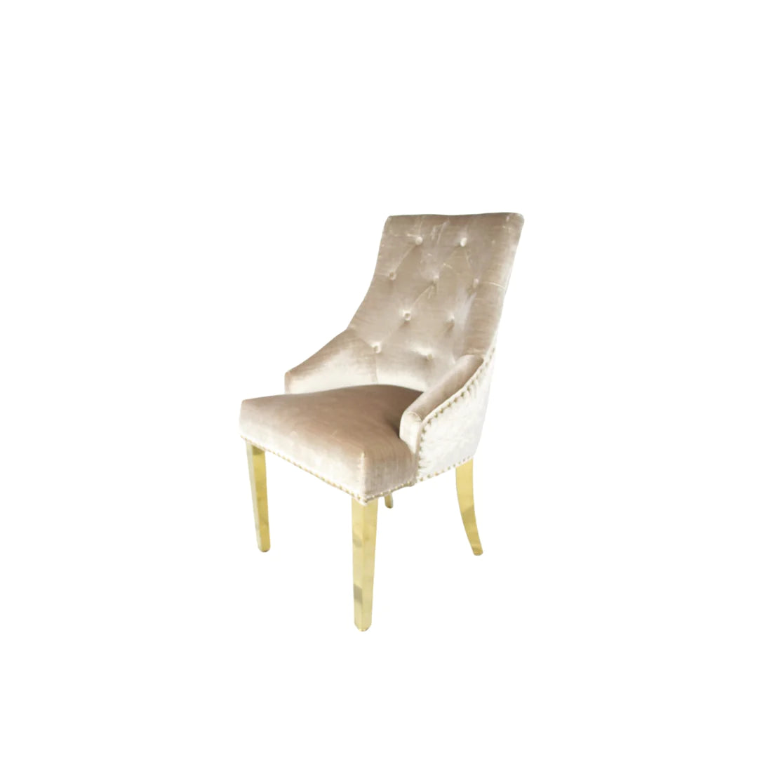 G-Roma Mink Chair (Lion Knocker/Gold Legs)