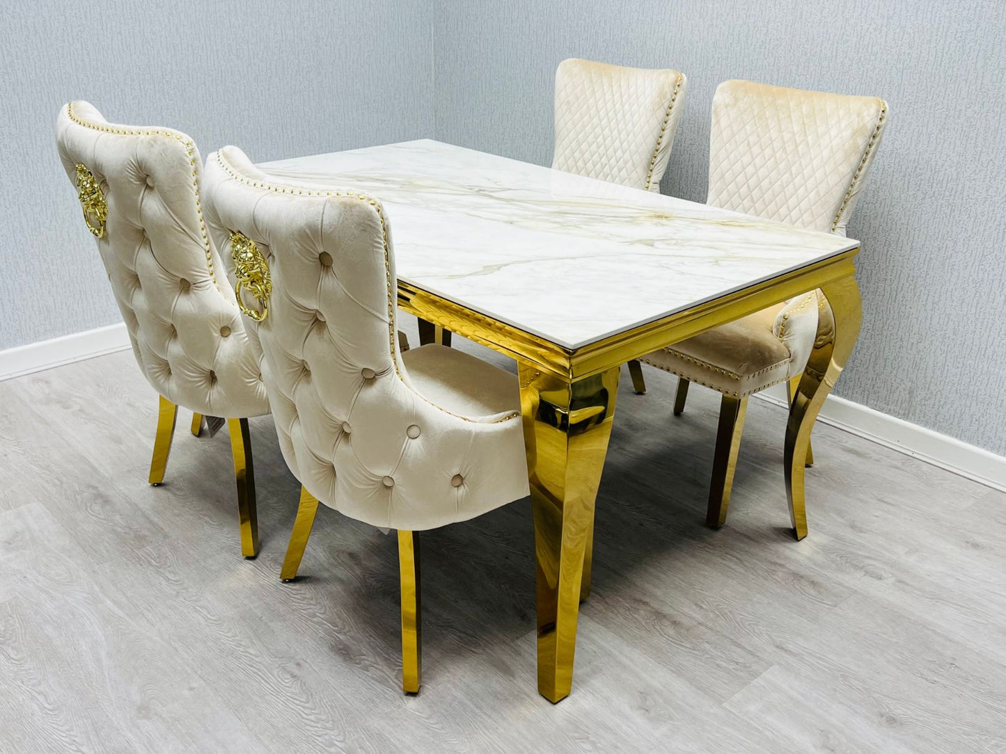 Sofia Cream & Gold Marble Table – All Sizes