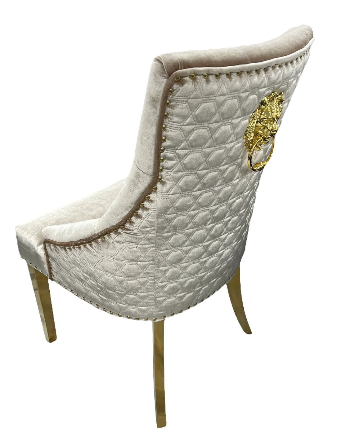 G-Roma Mink Chair (Lion Knocker/Gold Legs)